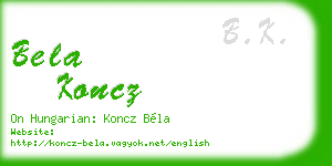 bela koncz business card